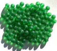 100 6mm Matte Medium Green Round Glass Beads